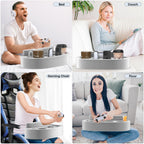 Couch Cup Holder Pillow with 6 Slots, Couch Organizer Caddy & Buddy with Customized Game Controller Hole & Armrest Pads, Removable & Washable Drink Pillow Gamer Gift for Remote, Phone, Snack
