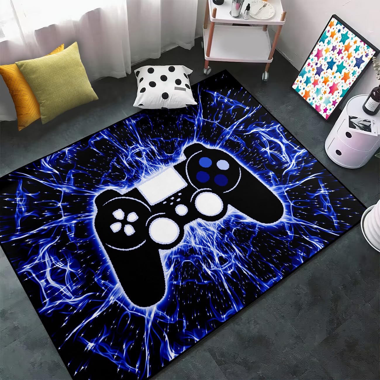 Gaming Rug - Video Game Area Rugs for Boys Teens Gamer Rug for Boys Room Gamer Controller Gamepad Pattern Carpet Floor Mat Bathroom Mat for Livingroom